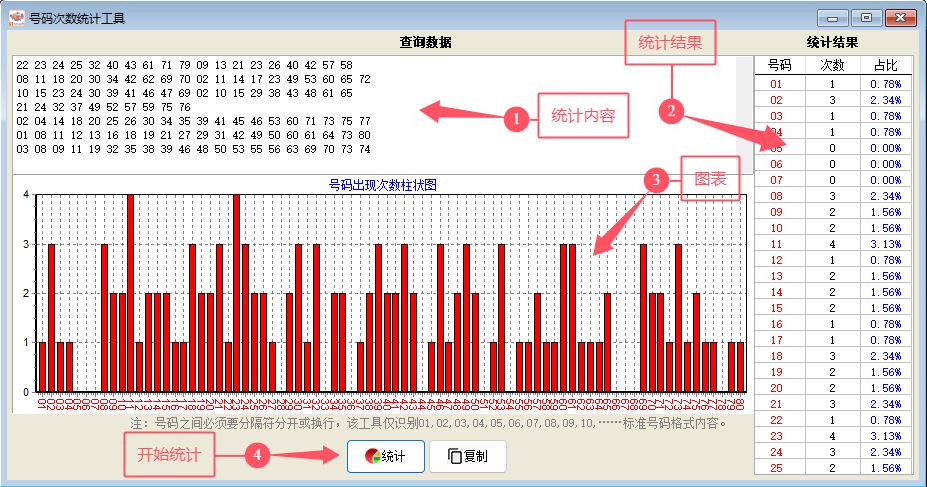 《博众快乐8》号码次数统计工具-功能说明